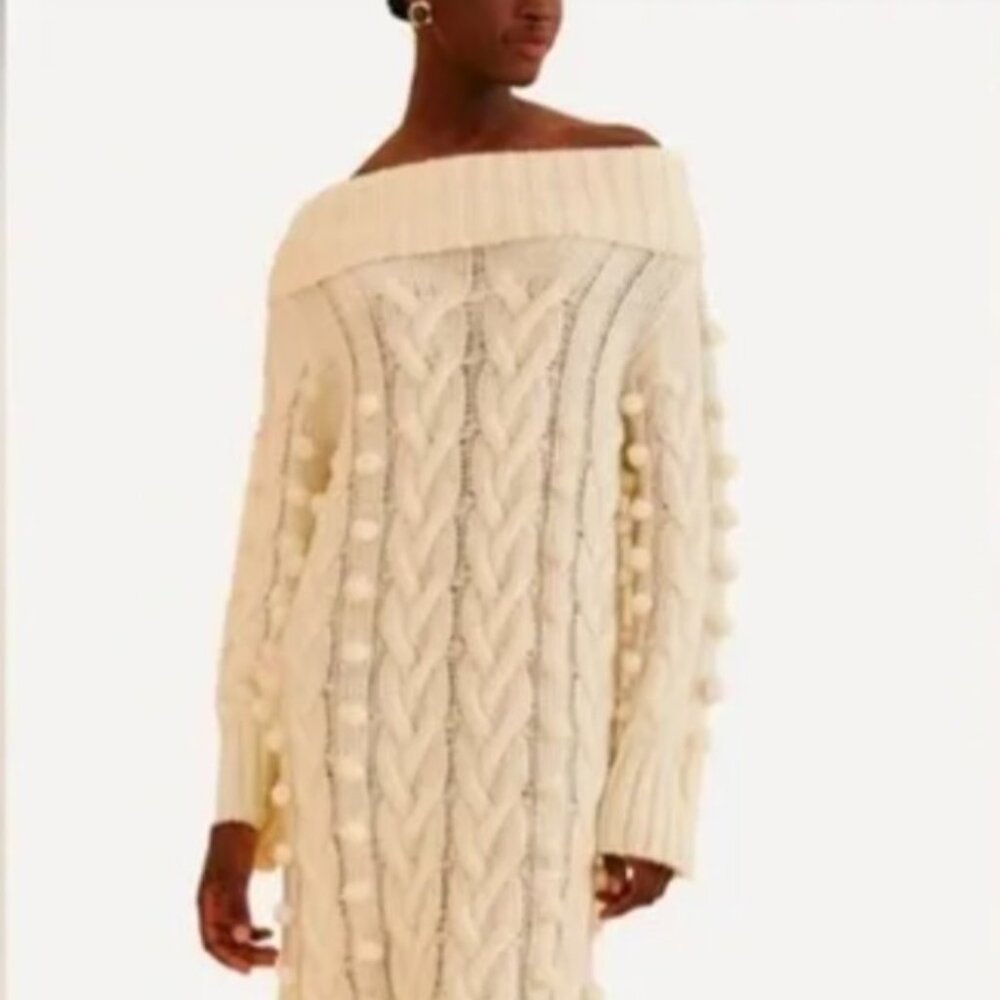 Farm Rio Off-White Braided Midi Sweater Dress Size: M NWT - Picture 10 of 16